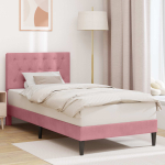Voodi raam peaga roosa 100 x 200 cm samet