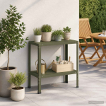 Istutuslaud 60 x 40 x 80 cm pulberv&auml;rvitud teras oliiviroheline