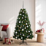 Kunstkuusk koos j&otilde;ulukuuliga 120 cm 150 led-i soe valge
