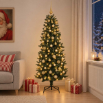 Tehisj&otilde;ulukuusk koos kaunistustega 210 cm 300 led-i soe valge