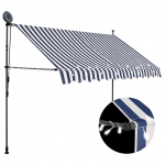 K&auml;sitsi sisset&otilde;mmatav varikatus, led, 250 cm sinine ja valge