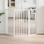 Kokkupandav koerav&auml;rav, 3 paneeli, valge, 150 cm, paplipuit