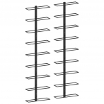 Seinale kinnitatavad veiniriiulid 18 pudelile, 2 tk, must raud