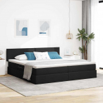Voodi hoiukohaga ja madratsiga must 200 x 200 cm tehispuit