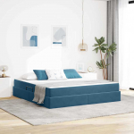 Voodi hoiukohaga ja madratsiga tumesinine 160 x 200 cm samet