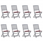 Kokkupandavad aiatoolid 8 tk patjadega, akaatsiapuit