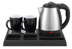 Adler AD 1354 Hotel kettle stainless steel 1.2 L + tray with cups black, steel