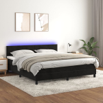 Kontinentaalvoodi madrats ja led, must, 160x200 cm, samet
