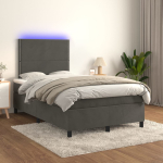 Kontinentaalvoodi madrats ja led, tumehall, 120x200 cm, samet