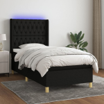 Kontinentaalvoodi madrats ja led, must, 90x200 cm, kangas