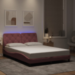 Voodiraam led-iga ilma madratsita, roosa, 120 x 200 cm, samet