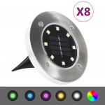P&auml;ikesepatareidega maapinnavalgustid, 8 tk led-tuledega, rgb