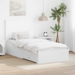 Voodi raam sahtliga peaga valge 90 x 190 cm tehispuit