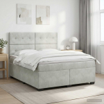 Vedruvoodi madratsiga peaga helehall 140 x 200 cm samet