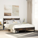 Metallist voodiraam ilma madratsita suitsutatud tamm 150x200 cm