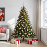 Kunstkuusk koos j&otilde;ulukuuliga 240 cm 300 led-i soe valge