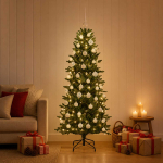 Kunstkuusk koos j&otilde;ulukuuliga 120 cm 150 led-i soe valge