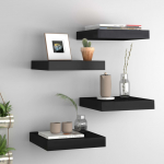 Seinariiulid, 4 tk, must, 23 x 23,5 x 3,8 cm mdf