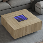 Kohvilaud led-tuledega, sonoma tamm, 100x100x40 cm