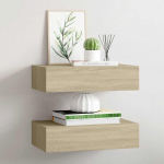 Sahtlitega seinariiulid, 2 tk, tamm, 40 x 23,5 x 10 cm mdf
