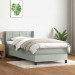 Box vedruvoodi madratsiga helehall 80x210 cm samet