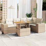 6-osaline aiadiivani komplekt patjadega, beež, pol&uuml;rotang