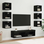 Telerikapp led -ribatuledega sahtliga 8 pcs must tamm klaas