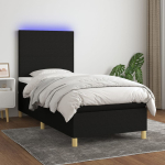 Kontinentaalvoodi madrats ja led, must, 90x200 cm, kangas