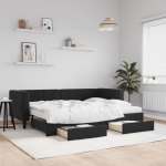 Diivanvoodi v&auml;ljat&otilde;mmatava osaga, must, 80x200 cm, samet