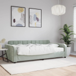 Diivanvoodi madratsiga, helehall, 100x200 cm, samet