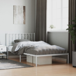 Metallist voodiraam peatsiga, valge, 107x203 cm