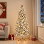 Kunstkuusk koos j&otilde;ulukuuliga 210 cm 300 led-i soe valge