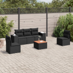 6-osaline aiadiivani komplekt patjadega, must, pol&uuml;rotang