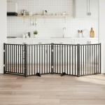 Kokkupandav koerav&auml;rav uksega, 4 paneeli, must 320 cm, nulupuit