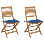 Kokkupandavad aiatoolid 2 tk patjadega akaatsiapuit