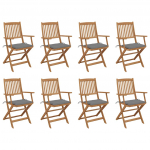 Kokkupandavad v&auml;litoolid patjadega, 8 tk, akaatsiapuit