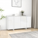 Puhvetkapp, k&otilde;rgl&auml;ikega valge, 135x41x75 cm, tehispuit