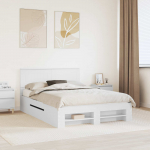 Voodi raam peaga valge 140 x 200 cm tehispuit