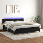 Kontinentaalvoodi madrats ja led, must, 160x200 cm, samet