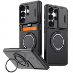 Samsung Galaxy S26 Ultra Magnetic Case with 360&deg; Metal Ring and Camera Cover - Black