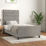 Voodiraam ilma madratsita, helehall, 100x200 cm, samet