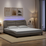 Voodiraam led-iga ilma madratsita hvar, pruunikashall, 180x200cm, kangas