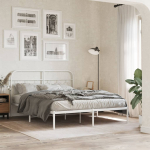 Metallist voodiraam peatsiga, valge, 140x190 cm