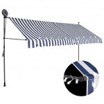 K&auml;sitsi sisset&otilde;mmatav varikatus, led, 400 cm, sinine ja valge
