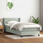 Box vedruvoodi madratsiga helehall 80x210 cm samet