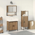 Vannitoa m&ouml;&ouml;bleset riiuliga ladustamisega 3 pcs pruun tehispuit