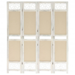 338559 4-panel room divider cream 140x165 cm fabric
