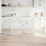 Kokkupandav koerav&auml;rav uksega, 4 paneeli, valge 320 cm, pappel