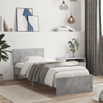 Voodiraam peatsiga, betoonhall, 90 x 190 cm, tehispuit