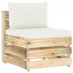 Keskmine diivan istmepatjadega, roheline, immutatud puit